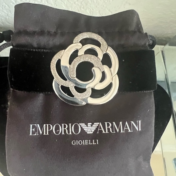 Emporio Armani Sterling Silver  Rose Pendant on Velvet Chocker - Picture 1 of 8